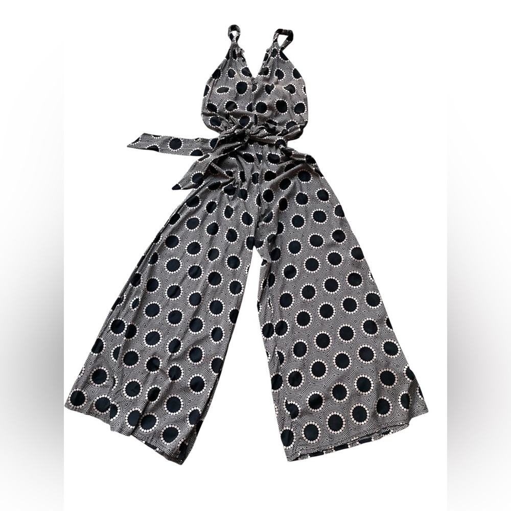 Anthropologie Totem Polka Dot Printed Lightweight Halter Jumpsuit Size 2